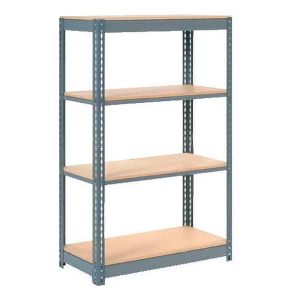 Global Industrial 4 Shelf, Boltless Shelving, Starter, 36inW x 18inD x 60inH, Wood Deck 254434 - main